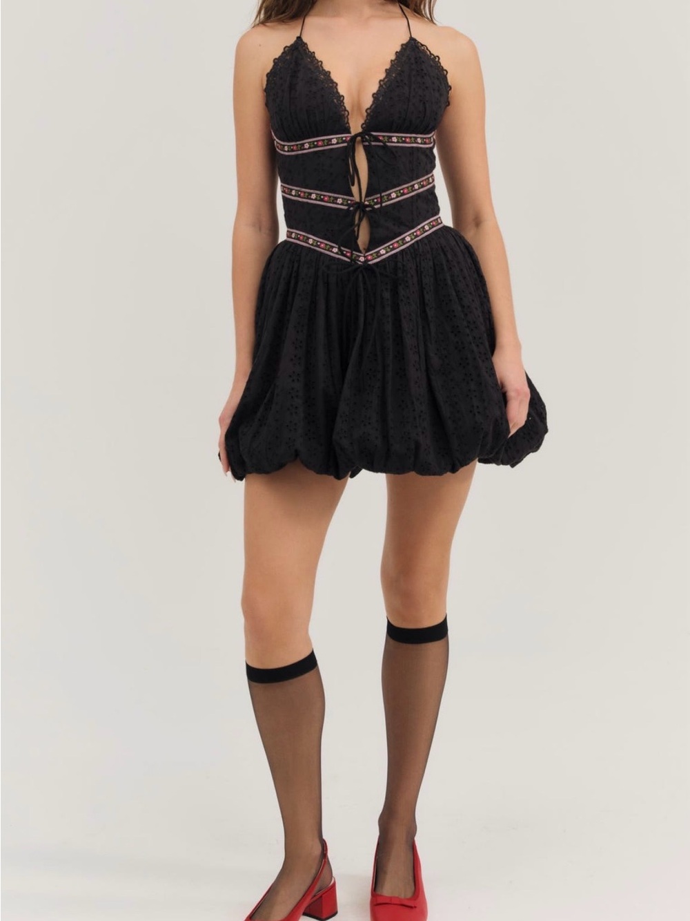 For Love & Lemons Floral Black Summer Vacation Festival Birthday Dress Medium